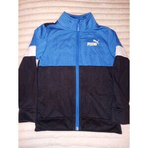 Puma Track Jacket Boys Size 5 Black Blue White Full Zip